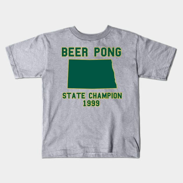 Vintage North Dakota Beer Pong State Champion Kids T-Shirt by fearcity